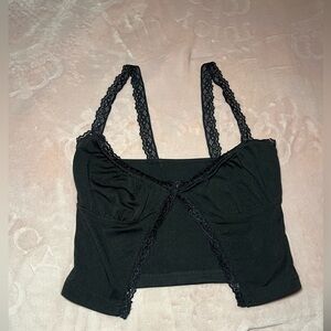 SHEIN small black Lacey top bandeau with split